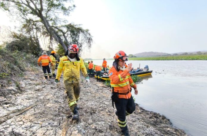 Bombeiros atuam no controle de incêndios florestais em Mato Grosso do Sul