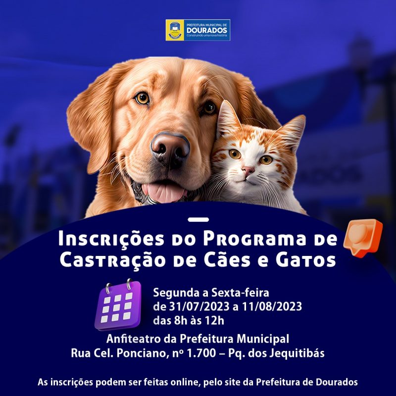 Inscrições para Castração de Cães e Gatos encerram hoje