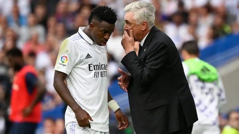 Carlo Ancelotti defende Vini Jr.: ‘É difícil aguentar tudo o que ele passa’