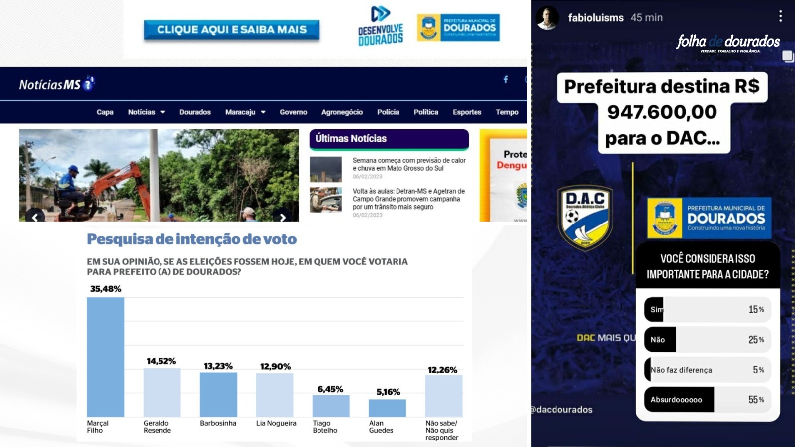 Alan, Lia, Zeca, Amarildo, Geraldo, ponte de R$ 2,4 milhões, site de Maracaju, pesquisa