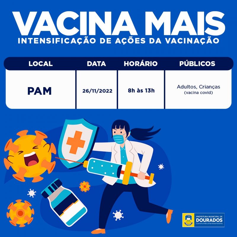 Sala de Vacinação no PAM abre neste sábado para adultos e crianças